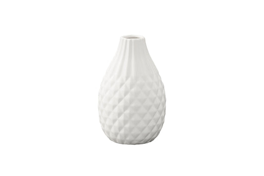 Ceramic Pear Round Vase Matte Finish White