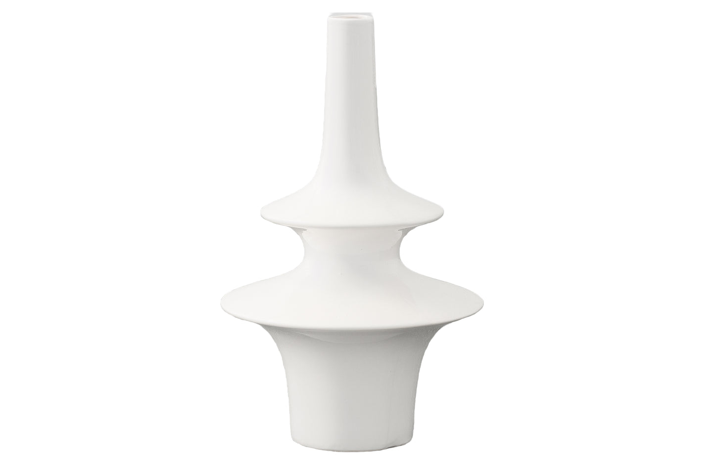 Ceramic  Round Vase Gloss Finish White-15.5"H