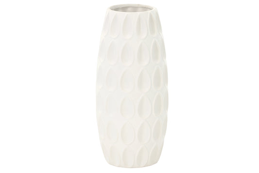 Ceramic Round Vase Matte Finish White-13.00"H