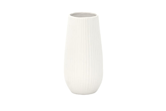 Ceramic Round Cylinder Vase Matte Finish White-10.00"H -114