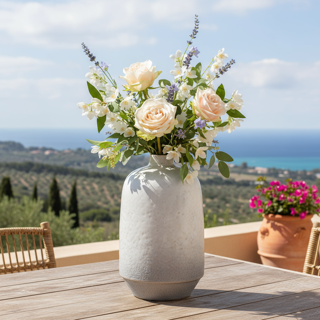 Amanda Ceramic Round Organic Vase