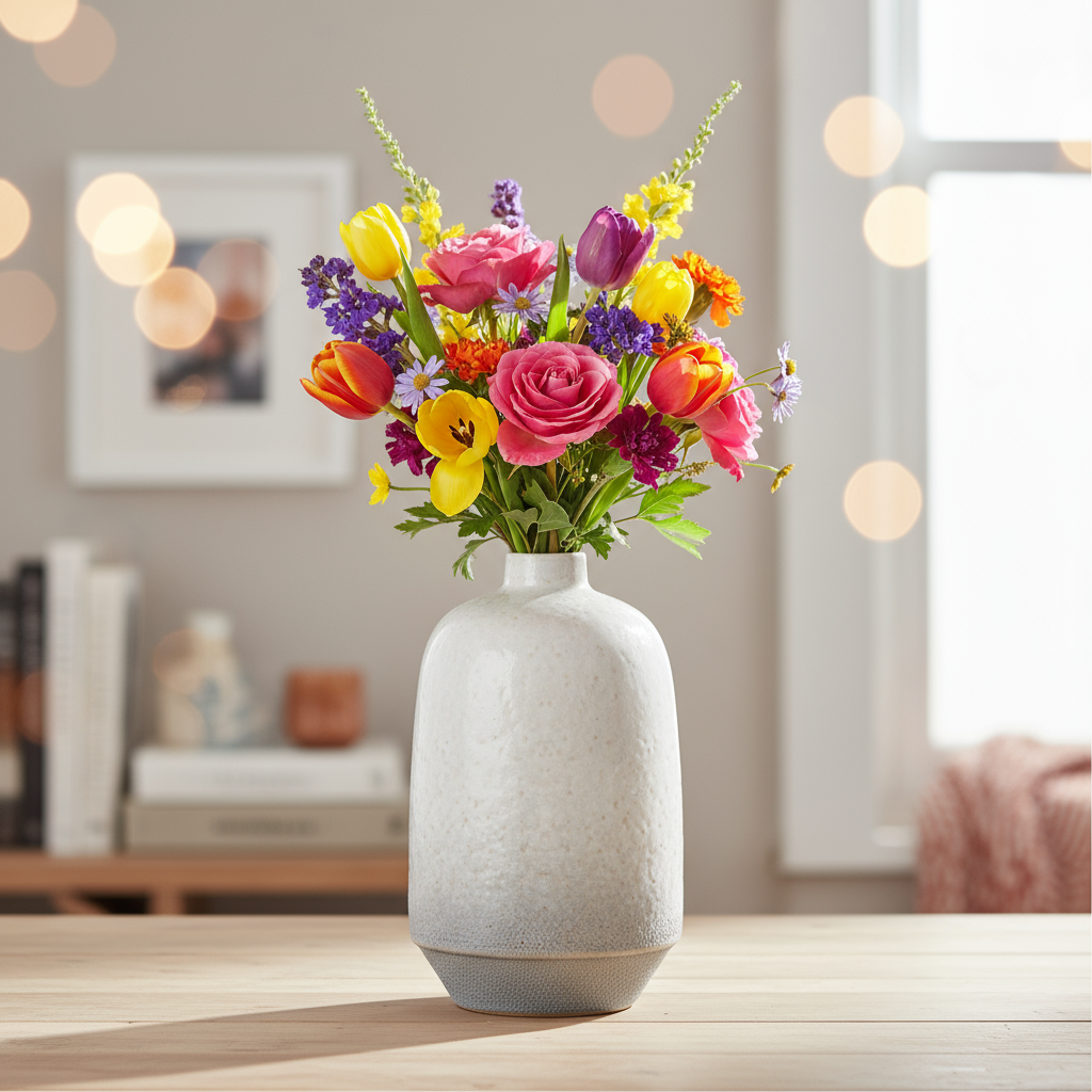 Amanda Ceramic Round Organic Vase