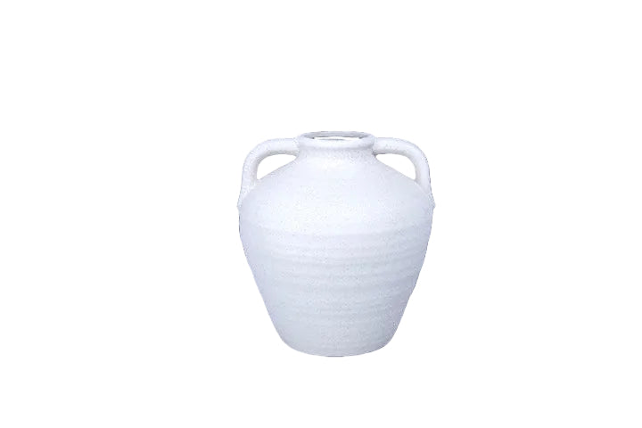 Ceramic Bulbous Vase with Dual Side Handles