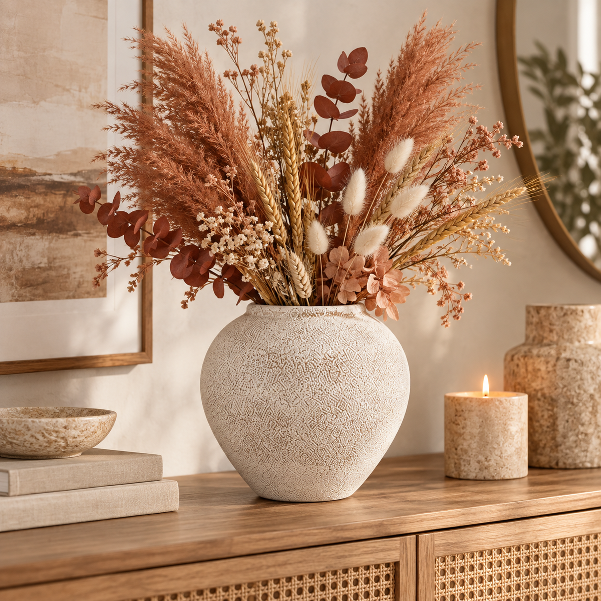 Adva Ceramic Rounded Matte Textured Vase