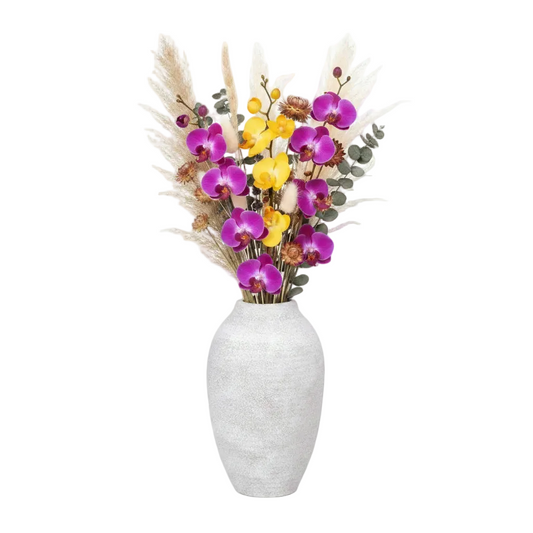 Laci Tall Ovoid Ceramic Vase with Textured Striations