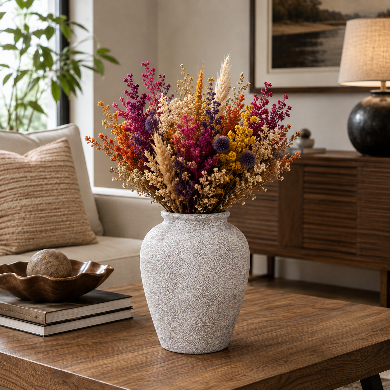 Modern Rustic Dried Floral Centerpiece