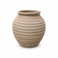 Terracotta Rounded Ribbed Vase with Flared Mouth Brown