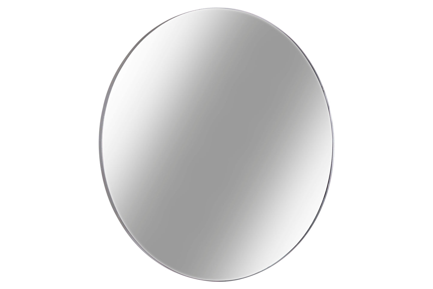 Metal Round Wall Mirror Metallic Finish Silver-36.00"H