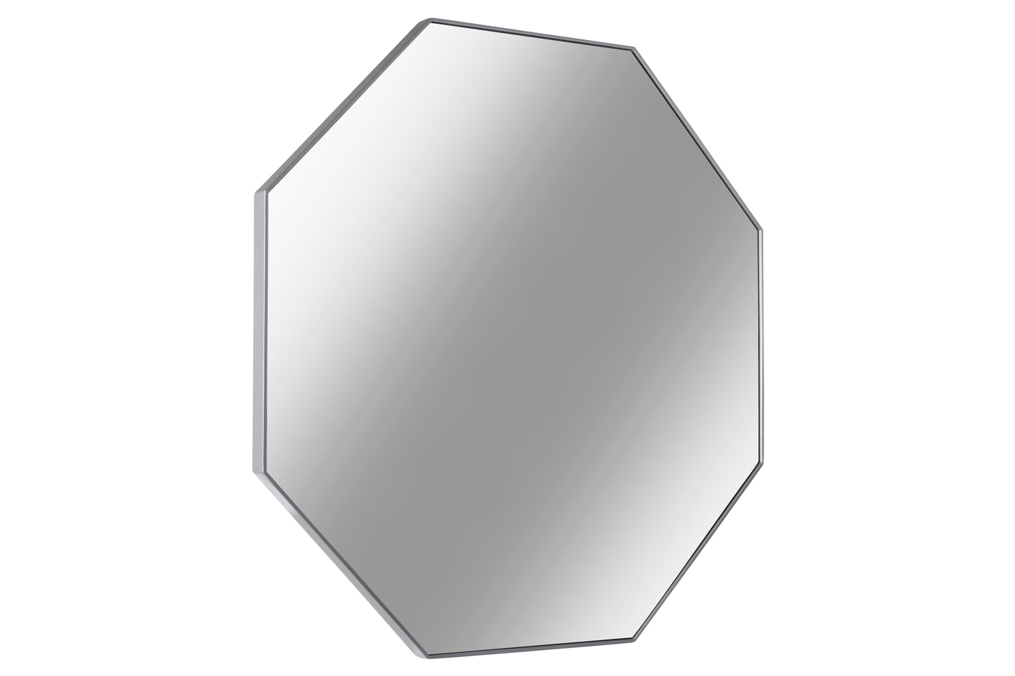 Metal Octagon Wall Mirror Metallic Finish Silver-32.00"H