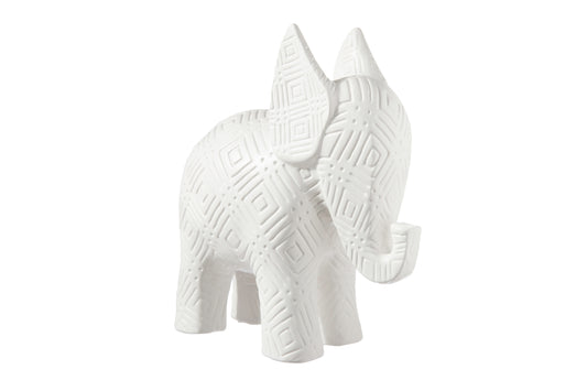 Ceramic Standing Elephant Figurine Matte Finish White