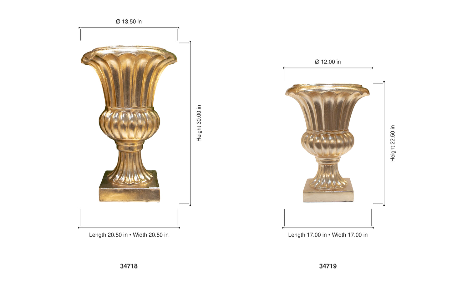 Arbel Scalloped-Fluted Fiberglass Urn