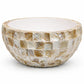 Opalescent-Tiled Fiber Glass Planter With Rounded Bowl Silhouette and Pearly Shell-Finish