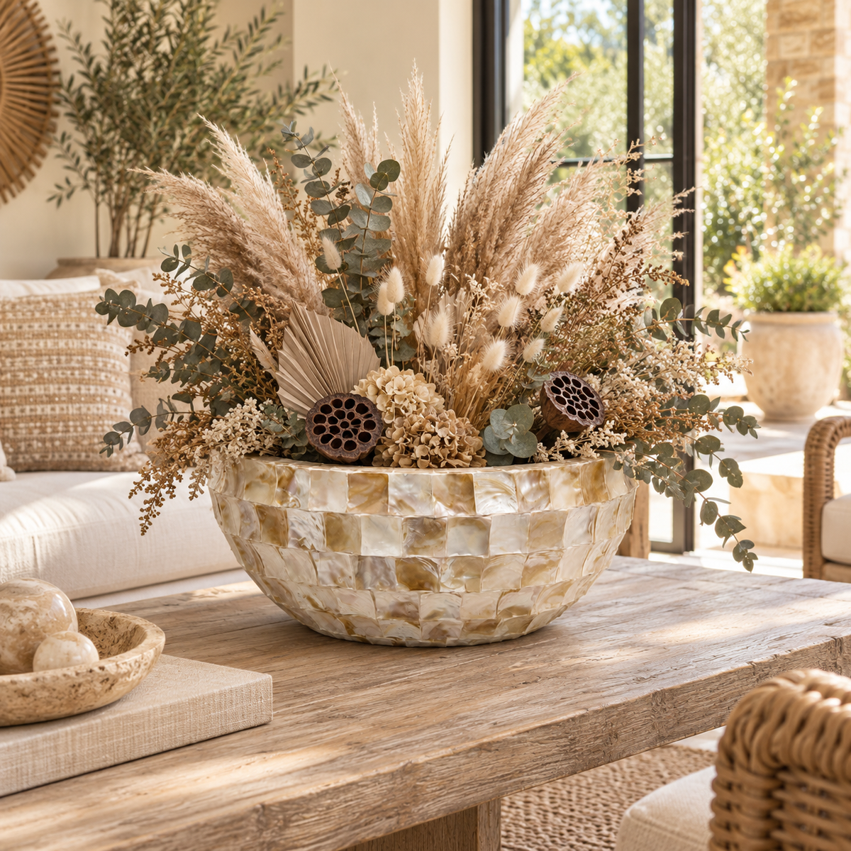 Eudora Opalescent-Tiled Fiberglass Bowl Planter