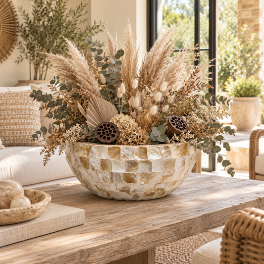 Eudora Opalescent-Tiled Fiberglass Bowl Planter