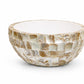 Opalescent-Tiled Fiber Glass Planter With Rounded Bowl Silhouette and Pearly Shell-Finish