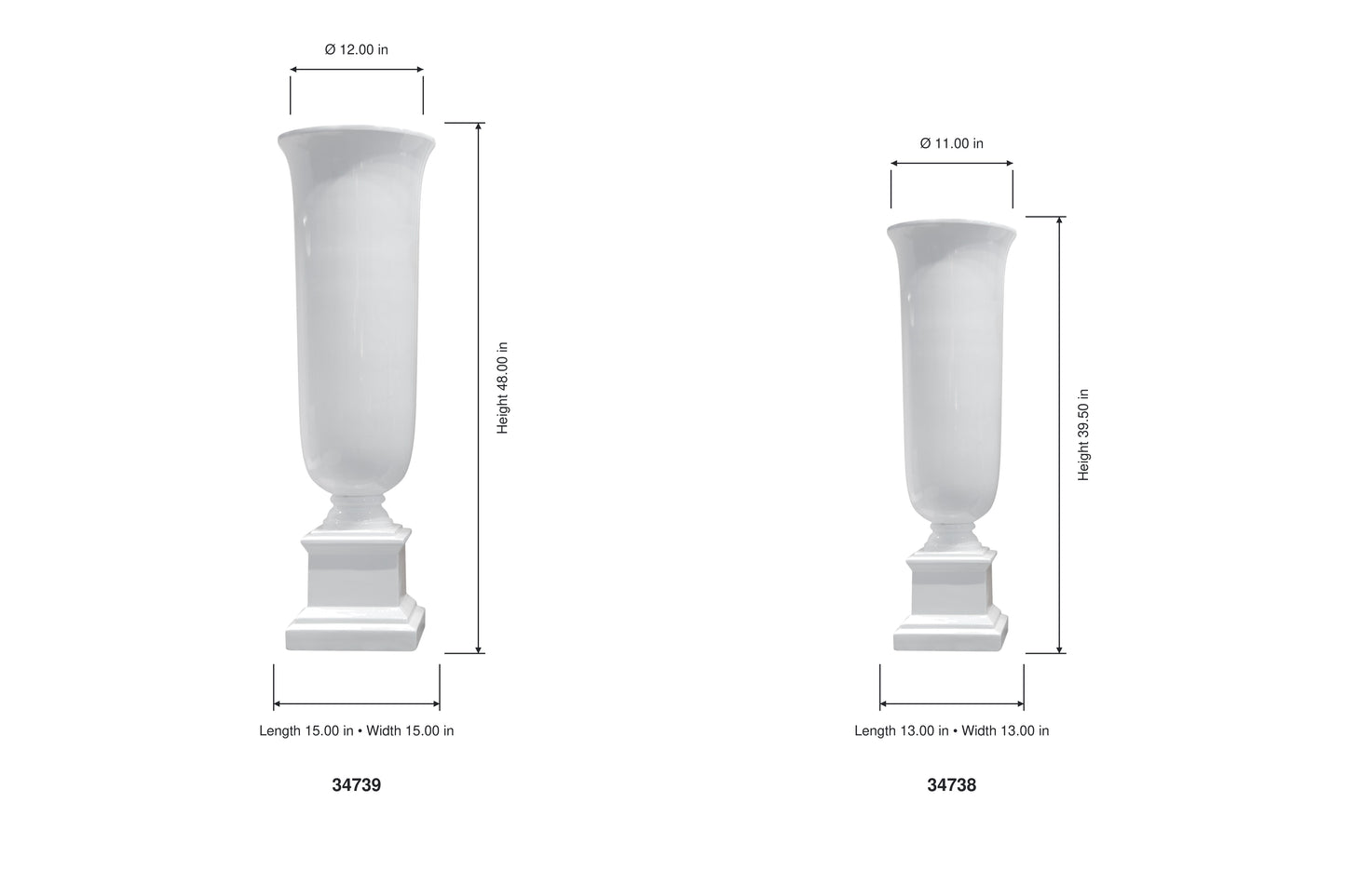 Chari Tapered Fiberglass Urn Floor Vase - Small