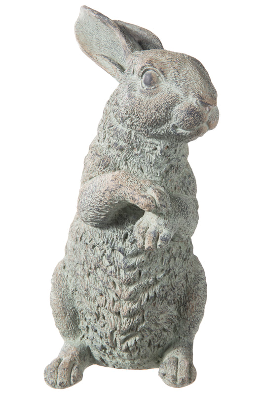 Cement Standing Rabbit Figurine Antique Finish