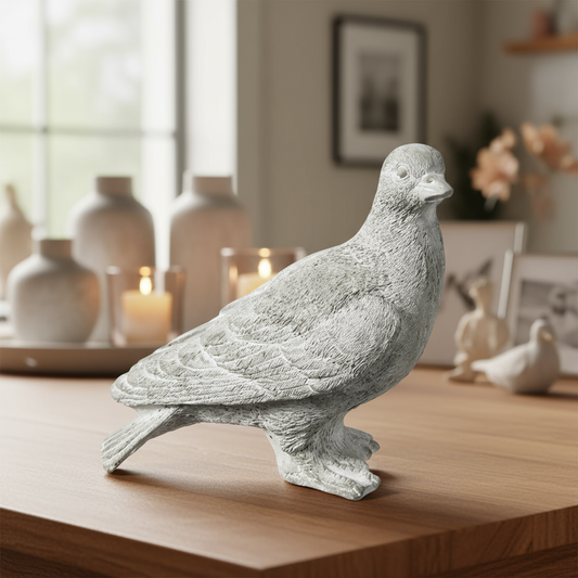 Zaria Cement Standing Pigeon Figurine Facing Right
