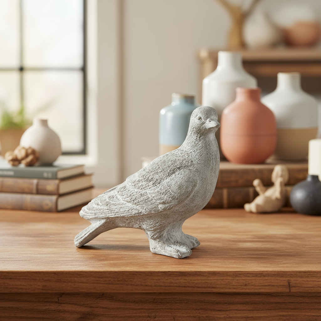 Zaria Cement Standing Pigeon Figurine Facing Right