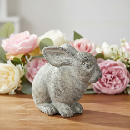 Dovie Cement Sitting Rabbit Figurine