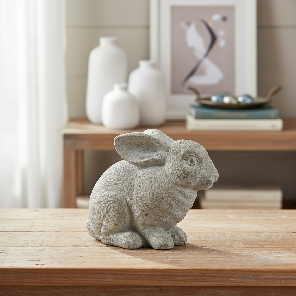 Dovie Cement Sitting Rabbit Figurine