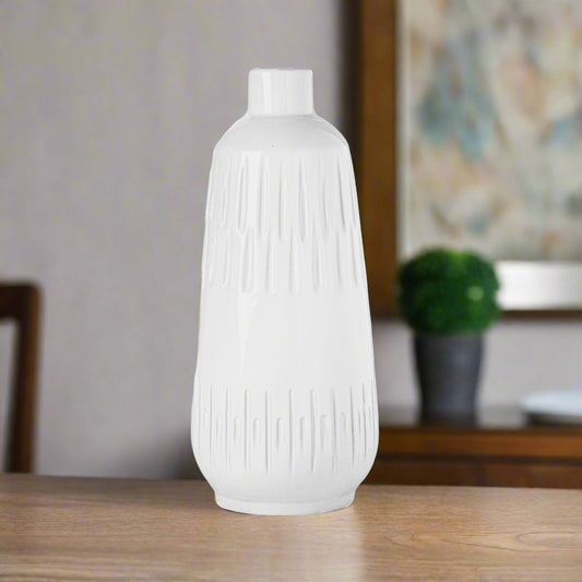 White textured vase on a white background