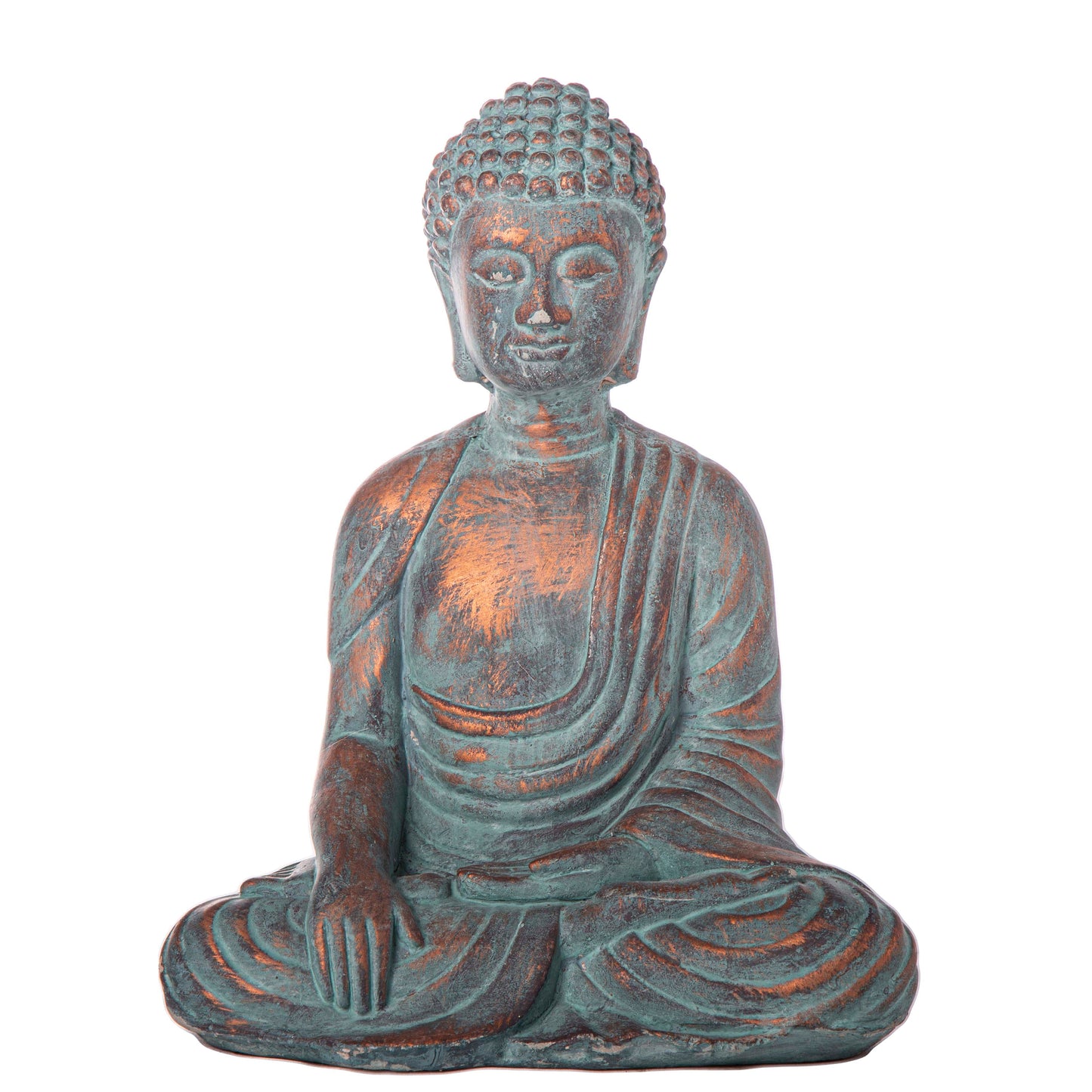 Cement Meditating Buddha Figurine Washed Concrete Finish-11.50"H