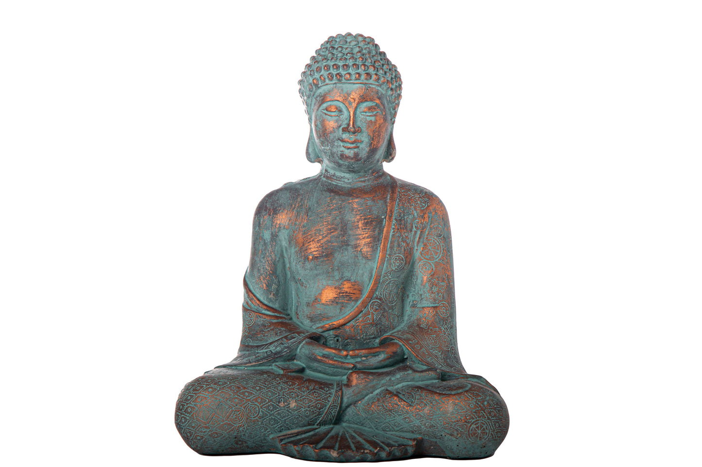 Cement Meditating Buddha Figurine Washed Concrete Finish-11.50"H