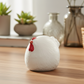 Giulia Ceramic Round Hen Figurine with Red Accents