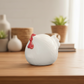 Giulia Ceramic Round Hen Figurine with Red Accents