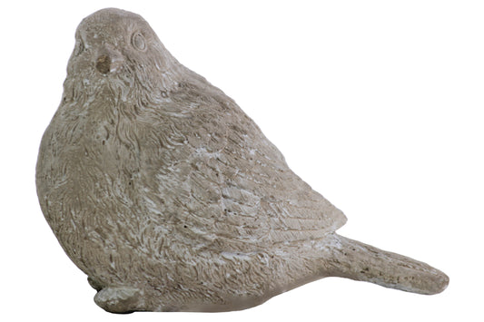 Terracotta Bird  Figurine Washed Finish Gray-5.5"H