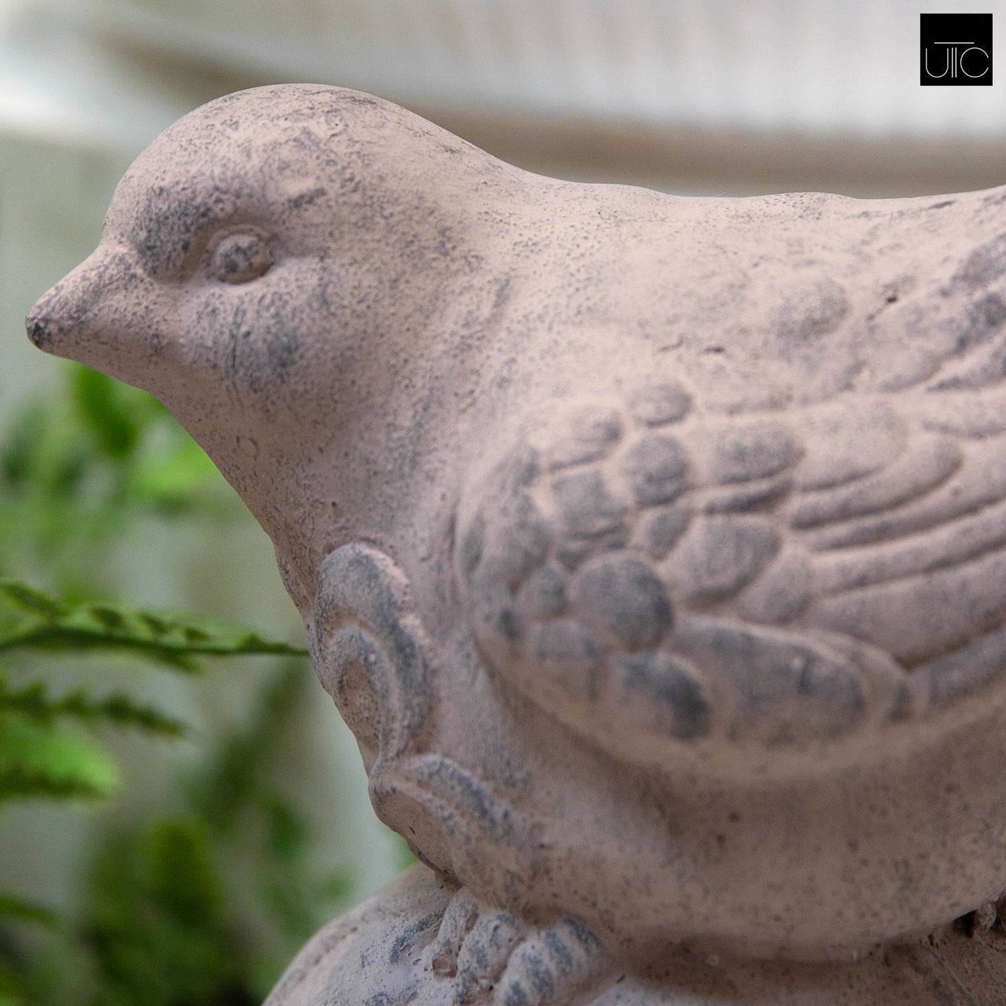 Terracotta Bird  Figurine Washed Finish Gray-10.5"H