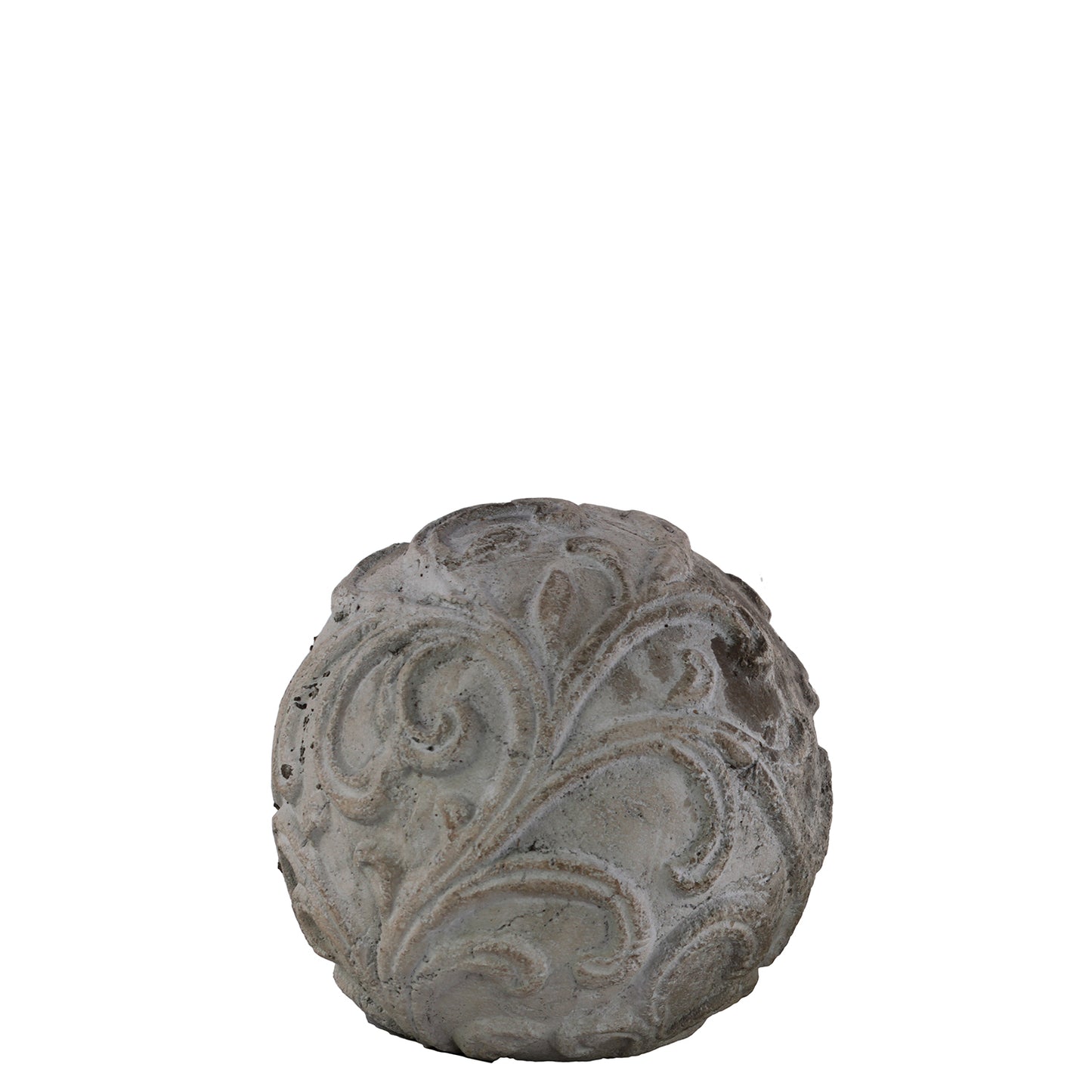Allira Cement Ornamental Sphere with Embossed Swirl Design