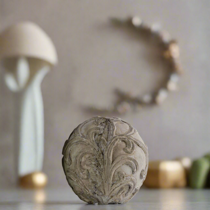 Allira Cement Ornamental Sphere with Embossed Swirl Design