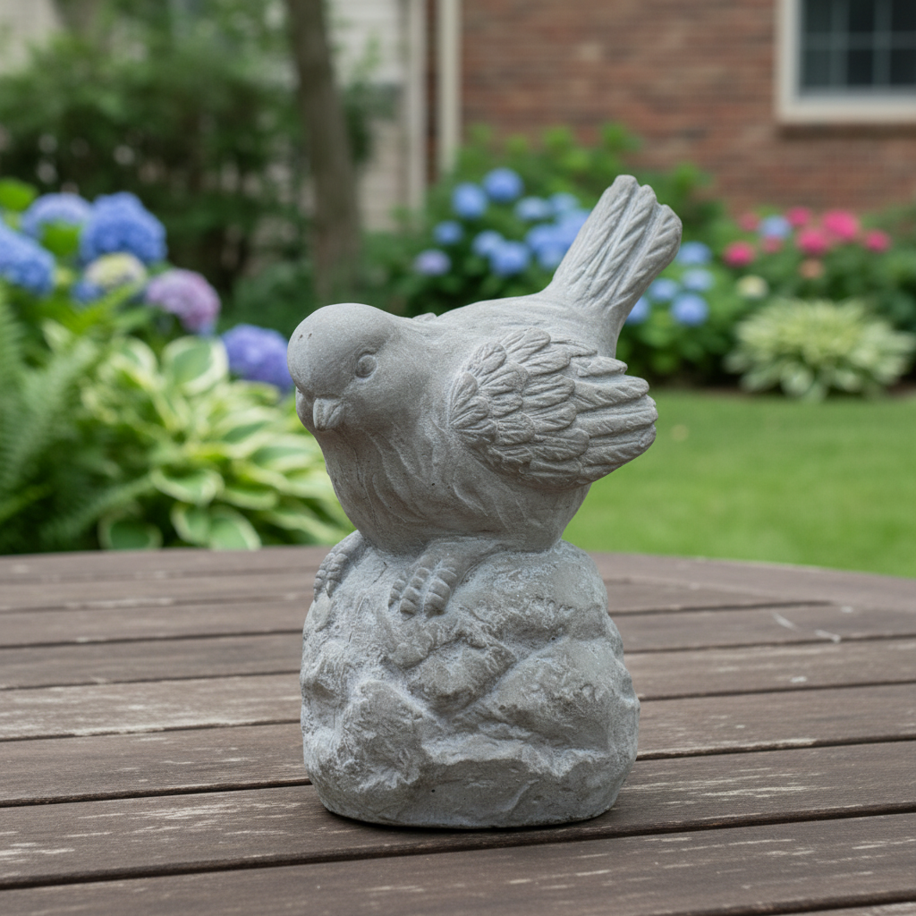 Noley Downward Gaze Cement Bird Figurine