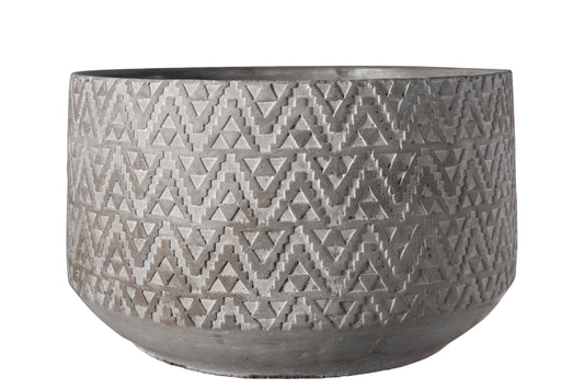 Cement Round Pot Natural Finish Gray-7.50"H -34