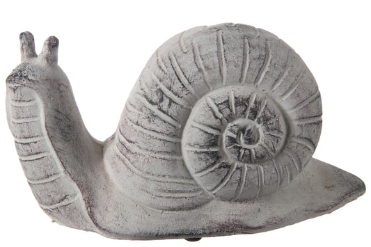 Cement Snail Figurine Washed Concrete Finish Gray-5.25"H