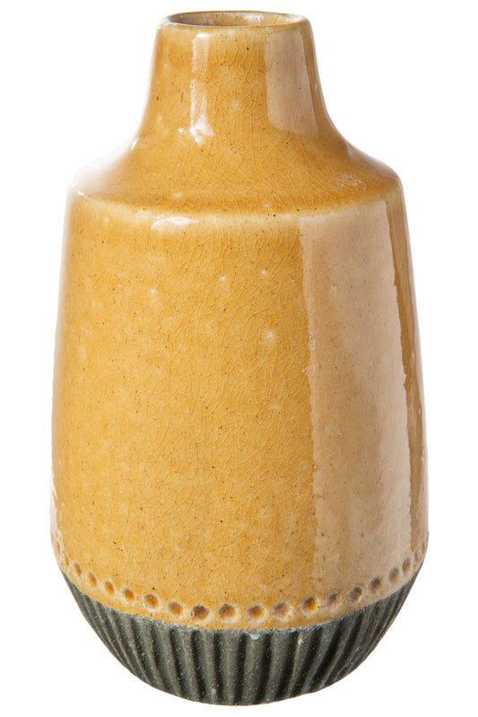 Ceramic Round Vase Distressed Finish Amber