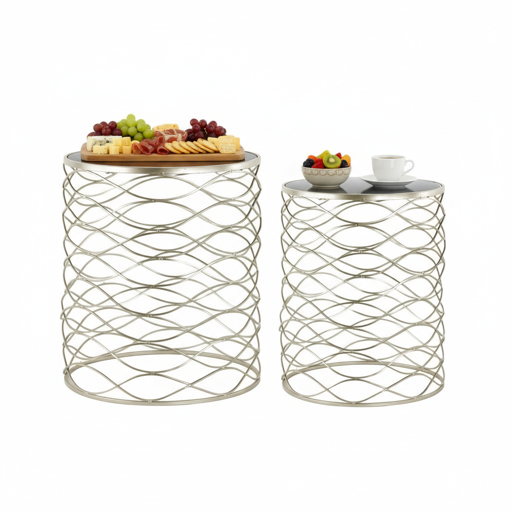 Rosiet Metal Round Nesting Accent Table Set