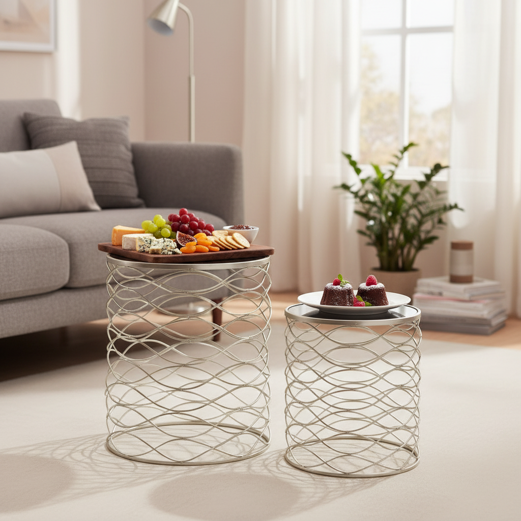 Rosiet Metal Round Nesting Accent Table Set