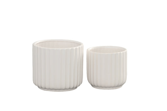 Ceramic Round Pot Matte Finish White-5.50"H -199
