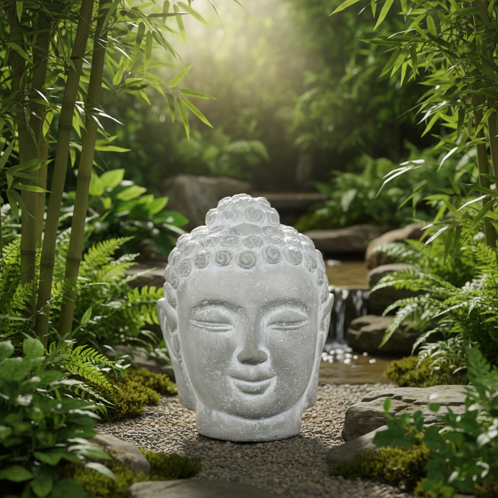 Navin Cement Buddha Head Sculpture