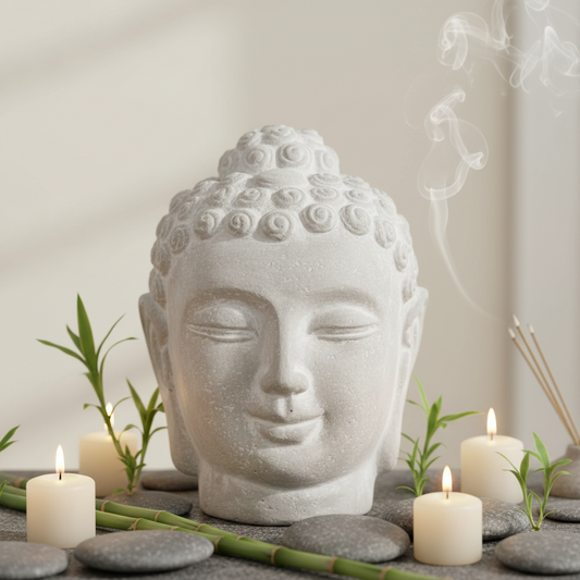 Navin Cement Buddha Head Sculpture