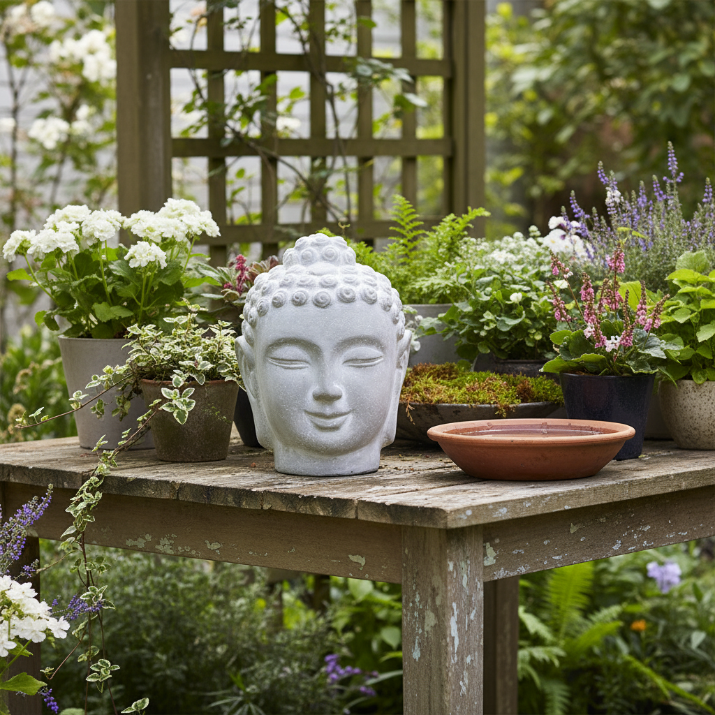 Navin Cement Buddha Head Sculpture