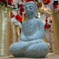 Cement Figurine Washed Concrete Finish White 13.5"H