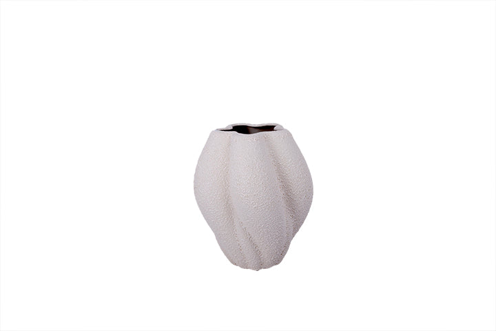 Sculpted Ceramic Lobed Vase Off White