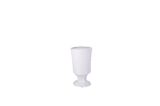 Ceramic Cylindrical Urn Pedestal Vase White