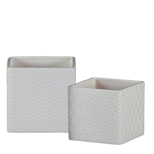 Ceramic Pot Matte Finish White-5.25"H -80