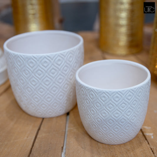 Ceramic Round Pot Matte Finish White-5.00"H -197