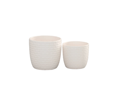 Ceramic Pot Matte Finish White-5"H -85